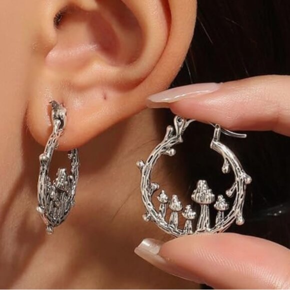 Anthro Mushroom 🍄 Hoops Earrings - Picture 2 of 3